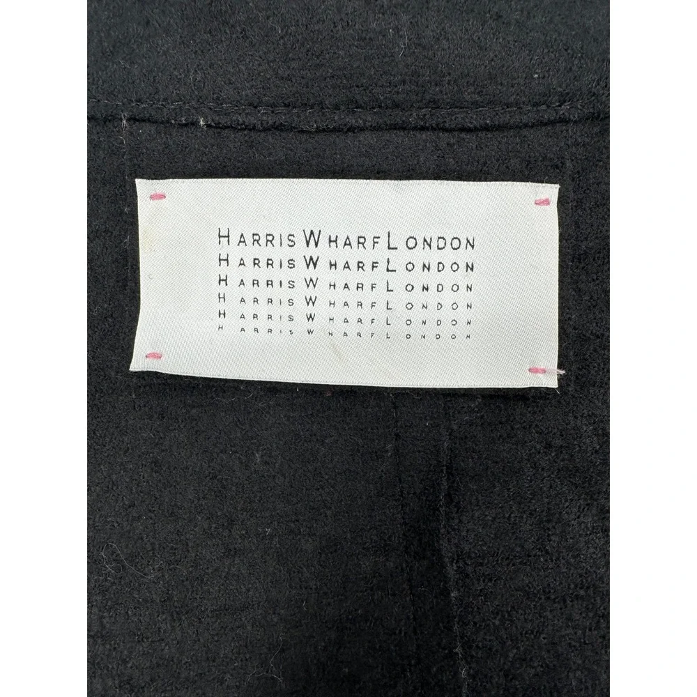 Harris Wharf‎ London Belted Wrap Coat 100% Virgin Wool IT 42 Black Minimalist